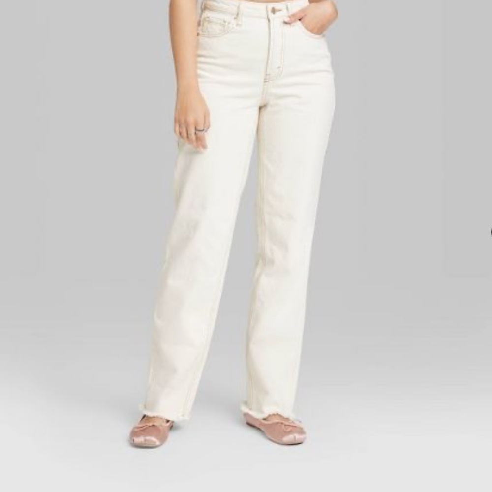 Wild Fable Women’s Size 12 High Rise Straight Leg Cream Neutral Jean Pants